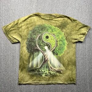 The Mountain T Shirt Mens XL Green Yin Yang Tree of Life Michael McGloin Graphic